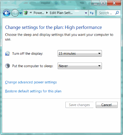 Power settings